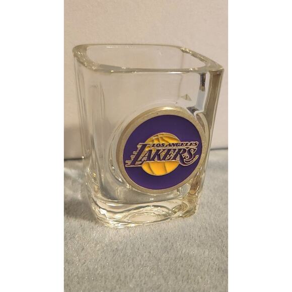 Vintage Los Angeles LA Lakers Heavy Square Shot Glass NBA Basketball Team Logo - Picture 1 of 5